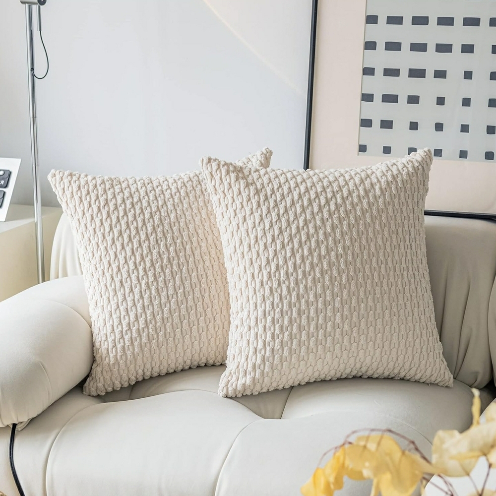 Textured Cream Throw Pillows